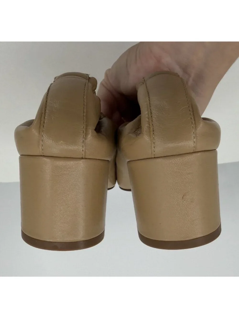 Everlane Italian Leather Day Heel Light Taupe 10 Women's Elastic Back Comfort